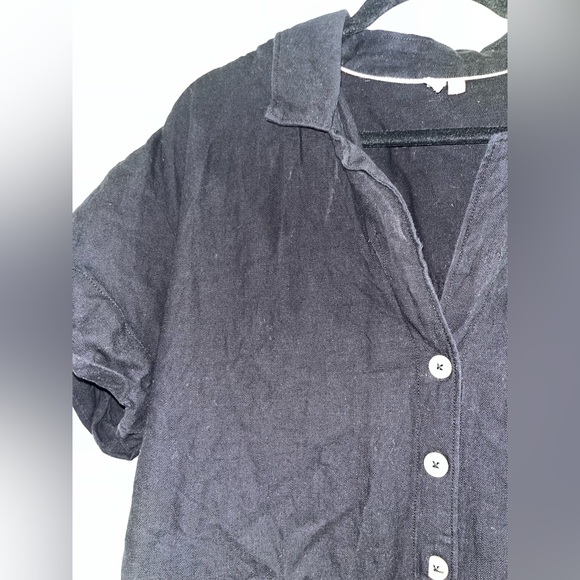 Pilcro Black Button Down Linen Shirt Dress Anthropologie - Picture 9 of 11